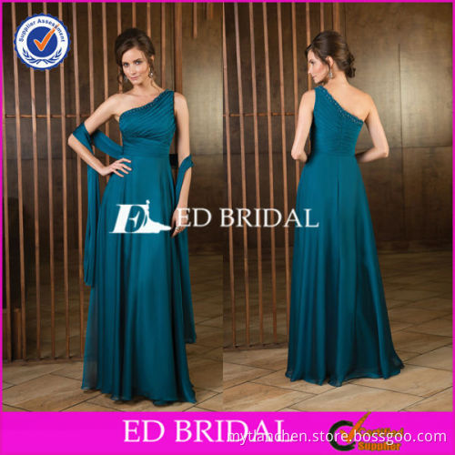 M1220 New Fashion One Shoulder Beading Chiffon Long Groom Mother Dress